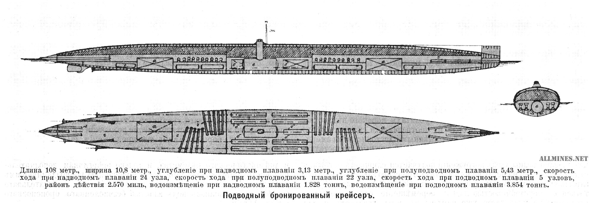 Проект подводного крейсера Колбасьева (прообраз будущих 671, 667АТ и 971 проектов)